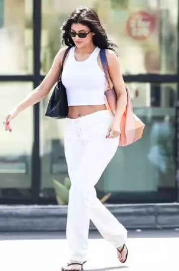 Manolo Blahnik Leather Paterno Sandals worn by Kylie Jenner at Calabasas on April 26, 2025