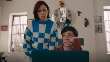 RNCH White Blue Check Sweater worn by Elsbeth Tascioni (Carrie Preston) as seen in Elsbeth (S02E18)