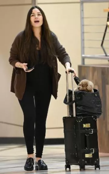 Saint Laurent Icare Maxi Shopping Bag in Quilted Lambskin worn by Olivia Culpo at  LAX Airport on April 26, 2025