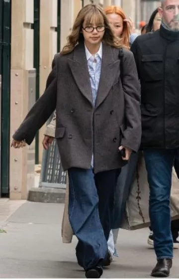 Acne Studios Double-Breasted Blazer worn by Lisa in Paris post on April 25, 2025