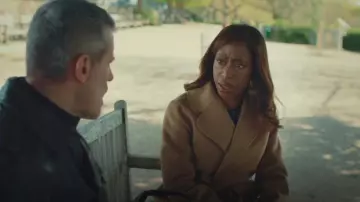 Ralph Lauren Leonarda Wrap Coat worn by Sally Wright (Nikki Amuka-Bird) as seen in I, Jack Wright (S01E05)