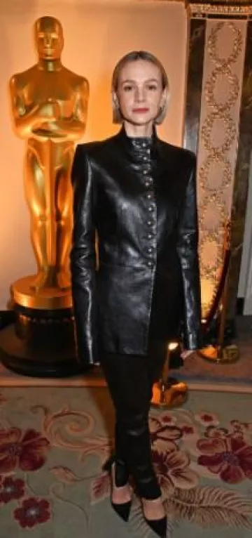 Manolo Blahnik BB Leather Pumps worn by Carey Mulligan at Academy Awards Nominees Reception on February 17, 2024