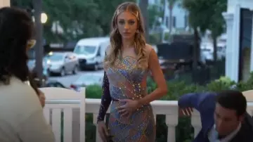 Mew Mews Asymmetric Mesh Gown worn by Maddi Reese as seen in Southern Hospitality (S03E10)