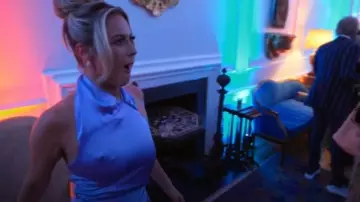 Elliatt Brand Purple Halter Satin Midi Dress worn by Molly Moore as seen in Southern Hospitality (S03E09)