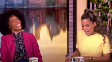 Oscar de la Renta Jacquard Eyelet Fit-&Flare Dress worn by Sunny Hostin as seen in The View on April 30, 2025