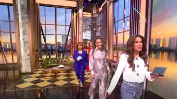 Stella McCartney Birds Print Silk Satin Pants worn by Sunny Hostin as seen in The View on May 1, 2025