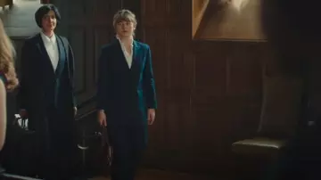 Sandro Paris Striped Double-Breasted Blazer worn by Emily Wright (Ruby Ashbourne Serkis) as seen in I, Jack Wright (S01E05)