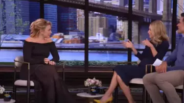 Altuzarra Polly Metallic Dress worn by Florence Pugh as seen in LIVE with Kelly and Mark on May 2, 2025