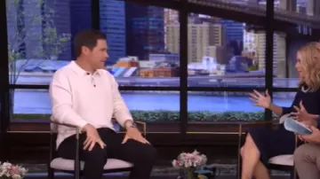 Reiss Jacob Polo Sweater worn by Adam DeVine as seen in LIVE with Kelly and Mark on May 2, 2025