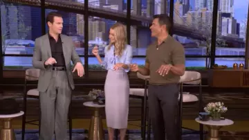 Valentino Garavani Toile Iconographe Silk Jacquard Blouse worn by Kelly Ripa as seen in LIVE with Kelly and Mark on April 28, 2025