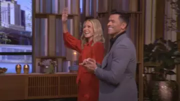 Gucci Tie Neck Silk Blouse worn by Kelly Ripa as seen in LIVE with Kelly and Mark on April 25, 2025