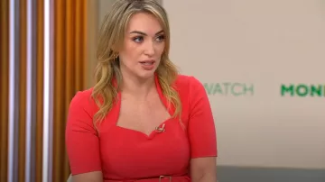 Karen Millen Half Sleeve Scuba Crepe Belted Midi Pencil Dress worn by Kelly O'Grady as seen in CBS Mornings on April 30, 2025