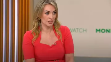 Karen Millen Half Sleeve Scuba Crepe Belted Midi Pencil Dress worn by Kelly O'Grady as seen in CBS Mornings on April 30, 2025