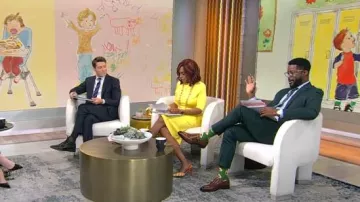 Alice + Olivia Delora Dress in Canary worn by Gayle King as seen in CBS Mornings on April 30, 2025