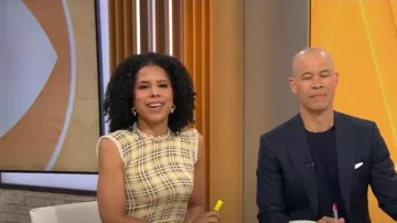 Rabanne Tartan Check Maxi Dress worn by Adriana Diaz as seen in CBS Mornings on April 29, 2025