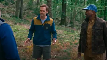 Topo Designs Vista Quarter-Zip Lightweight Fleece Pullover In Pond Blue Dark Khaki worn by Jack (Will Forte) as seen in The Four Seasons (S01E01)