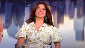 Cinq à Sept Ivy Paisley Maggio Dress worn by Ana Navarro as seen in The View on May 5, 2025