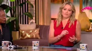 L'Agence Quincy Embellished High Rise Wide Leg Jeans worn by Sara Haines as seen in The View on May 5, 2025