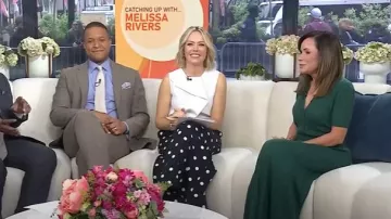 Top sin mangas con volantes de Zara usado por Dylan Dreyer como se ve en Today el 5 de mayo de 2025