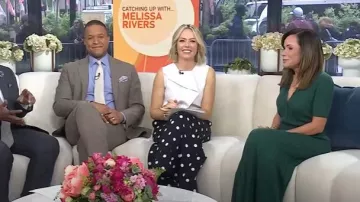 Eliza J Polka Dot Wide Leg Crepe Pants usado por Dylan Dreyer como se ve en Today el 5 de mayo de 2025