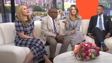 Vestido de punto a cuadros Lela Rose usado por Jenna Bush Hager como se ve en Today el 1 de mayo de 2025
