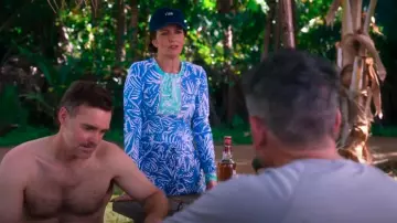 La Blanca Blue Printed Swim Coverup Shorts worn by Kate (Tina Fey) as seen in The Four Seasons (S01E03)