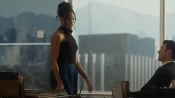 Gucci Short Woolen Dress with Rear Neckline worn by Erica Rollins (Lex Scott Davis) as seen in Suits LA (S01E09)