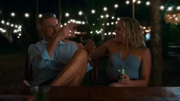 James Perse Blue Ruched Halter Cropped Tank Top worn by Ginny (Erika Henningsen) as seen in The Four Seasons (S01E04)