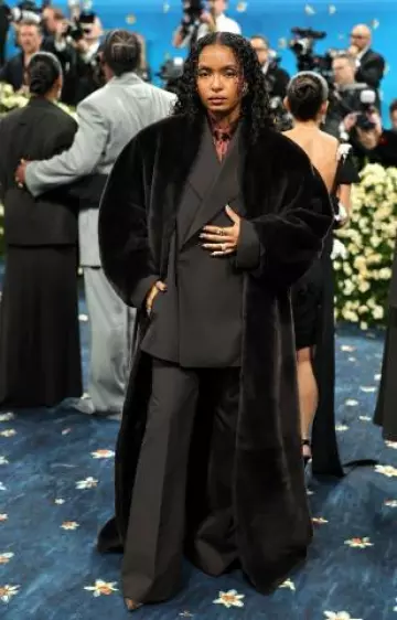 Magda Butrym Apolonia Bag in Brown Pony Hair worn by Yara Shahidi at Met Gala  post on May 5, 2025