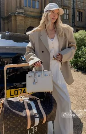 The Frankie Shop Iva Blazer in Beige worn by Leonie Hanne on her Instagram on May 6, 2025