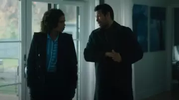 Harris Wharf London Women Long Double Breasted Tailored Coat Black worn by Sheryll Barnes (Roxy Sternberg) as seen in FBI: Most Wanted (S06E11)