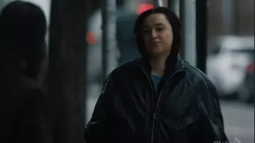 AllSaints Leather Rowan Bomber Jacket worn by Hana Gibson (Keisha Castle-Hughes) as seen in FBI: Most Wanted (S06E13)