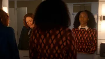 Dries Van Noten Embroidered Metallic Argyle Knitted Sweater In Pink worn by Faith Mitchell (Iantha Richardson) as seen in Will Trent (S03E17)