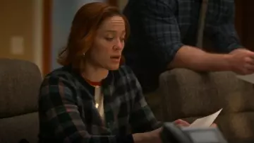 Vince Plaid Cashmere Cardigan worn by Angie Polaski (Erika Christensen) as seen in Will Trent (S03E17)