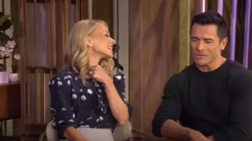 Zadig & Voltaire Touch Polka Dot Printed Silk Tunic worn by Kelly Ripa as seen in LIVE with Kelly and Mark on May 5, 2025