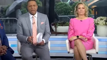 Vince Camuto Eyelet Sleeve Crepe Shift Dress worn by Dylan Dreyer as seen in Today on May 6, 2025