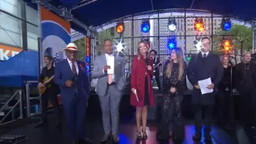 Prada Suede Strappy Sandals worn by Savannah Guthrie as seen in Today on May 6, 2025