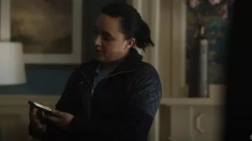 Ann Taylor Weekend Collection Quilted Cable Sweater Jacket worn by Hana Gibson (Keisha Castle-Hughes) as seen in FBI: Most Wanted (S06E20)