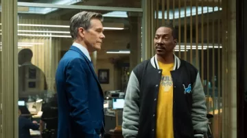 WJLB fm 98 Yellow T-Shirt worn by Axel Foley (Eddie Murphy) in Beverly Hills Cop: Axel F