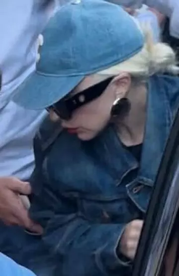 8 Other Reasons x Millie Hannah Oversized Round 18K Gold-Plated Earrings worn by Lady Gaga in Paris on July 22, 2024