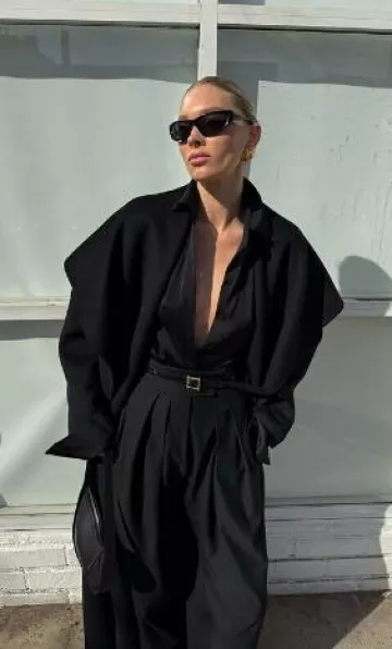 Helsa High Waist Pleated Suit Trouser worn by Elsa Hosk on her Instagram on May 7, 2025