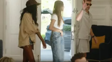Free People Good Luck Barrel Leg Jeans worn by Amanda Batula as seen in Summer House (S09E13)