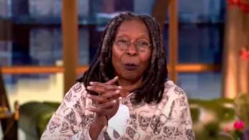 Magnolia Pearl Skulls Nago Sweatshirt worn by Whoopi Goldberg as seen in The View on May 7, 2025