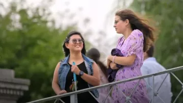 Zunie Floral Print High-Low Dress worn by Pari Kim as seen in Love on the Spectrum (S03E05)