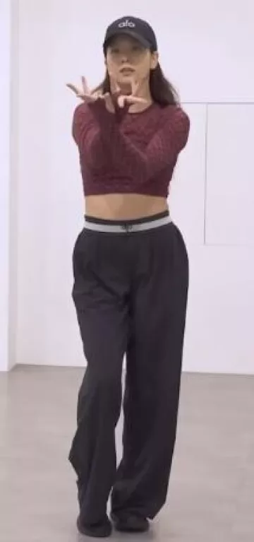 Alo Yoga Mesh Plaid Cropped Long Sleeve Top worn by Jisoo at Earthquake Dance Practice Behind  on March 18, 2025