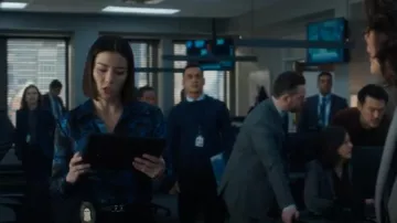 L'Agence Tyler Silk Blouse worn by Elise Taylor (Vedette Lim) as seen in FBI (S07E11)