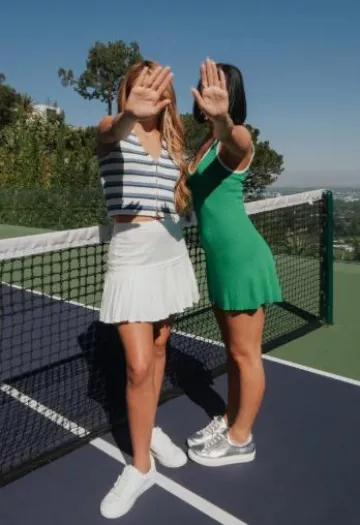 Lulus Cutest Status Green and Ivory Collared Ribbed Pleated Mini Dress worn by Charli D'Amelio Dixie Damelio's on her Instagram Story on July 22, 2024