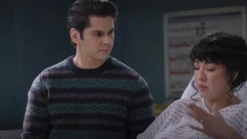 Brooks Brothers Lambwool Achive Instarsia Sweater worn by Lucas Adams (Niko Terho) as seen in Grey's Anatomy (S21E16)