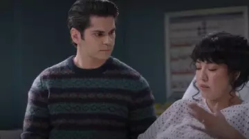 Brooks Brothers Lambwool Achive Instarsia Sweater worn by Lucas Adams (Niko Terho) as seen in Grey's Anatomy (S21E16)