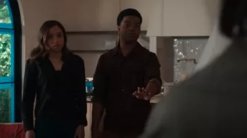 NN07 Daniel 5177 Jacquard Button-Up Shirt In Wine Check worn by Harry Grant (Elijah M. Cooper) as seen in 9-1-1 (S08E16)